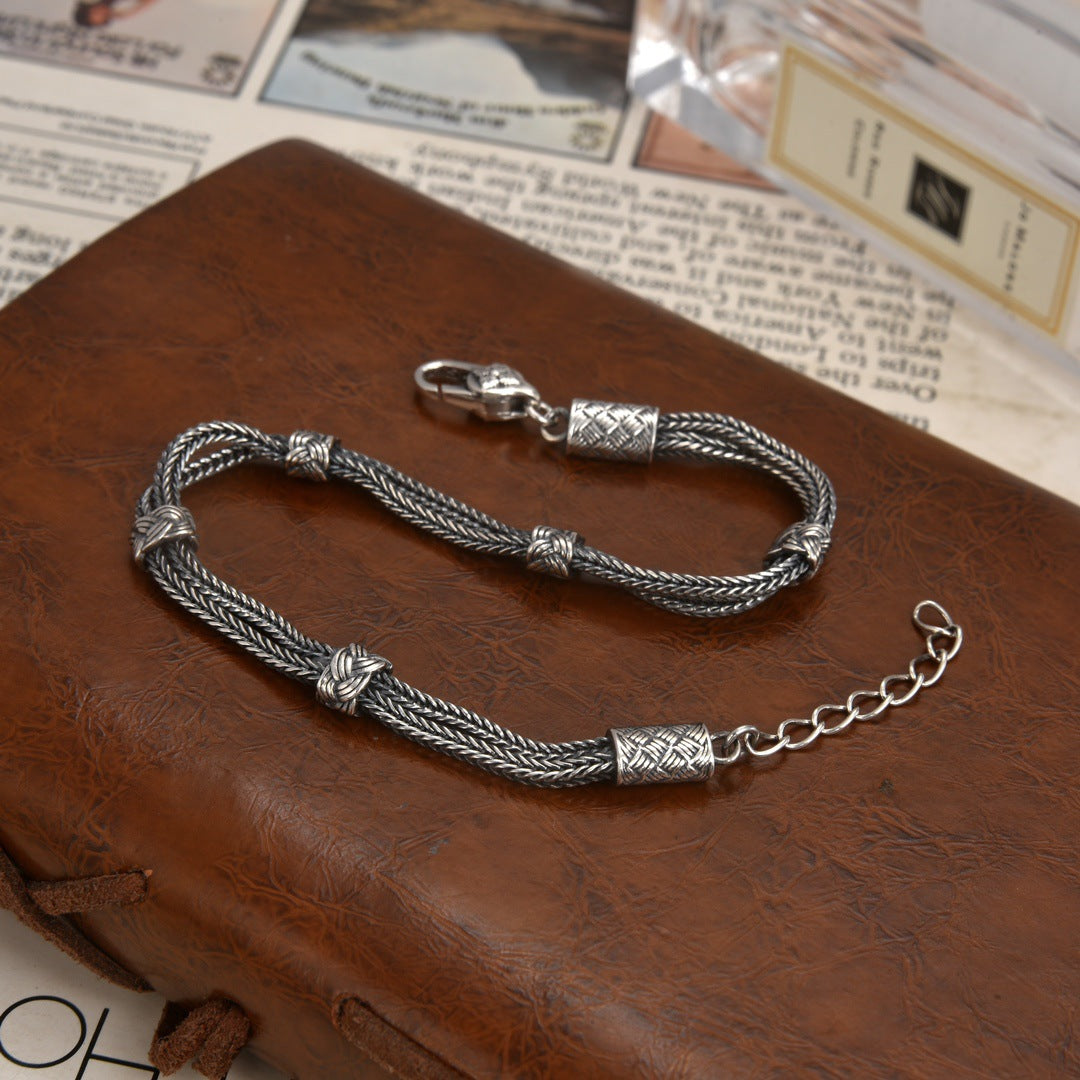 Aurenix - Twin Serpent Silver Bracelet