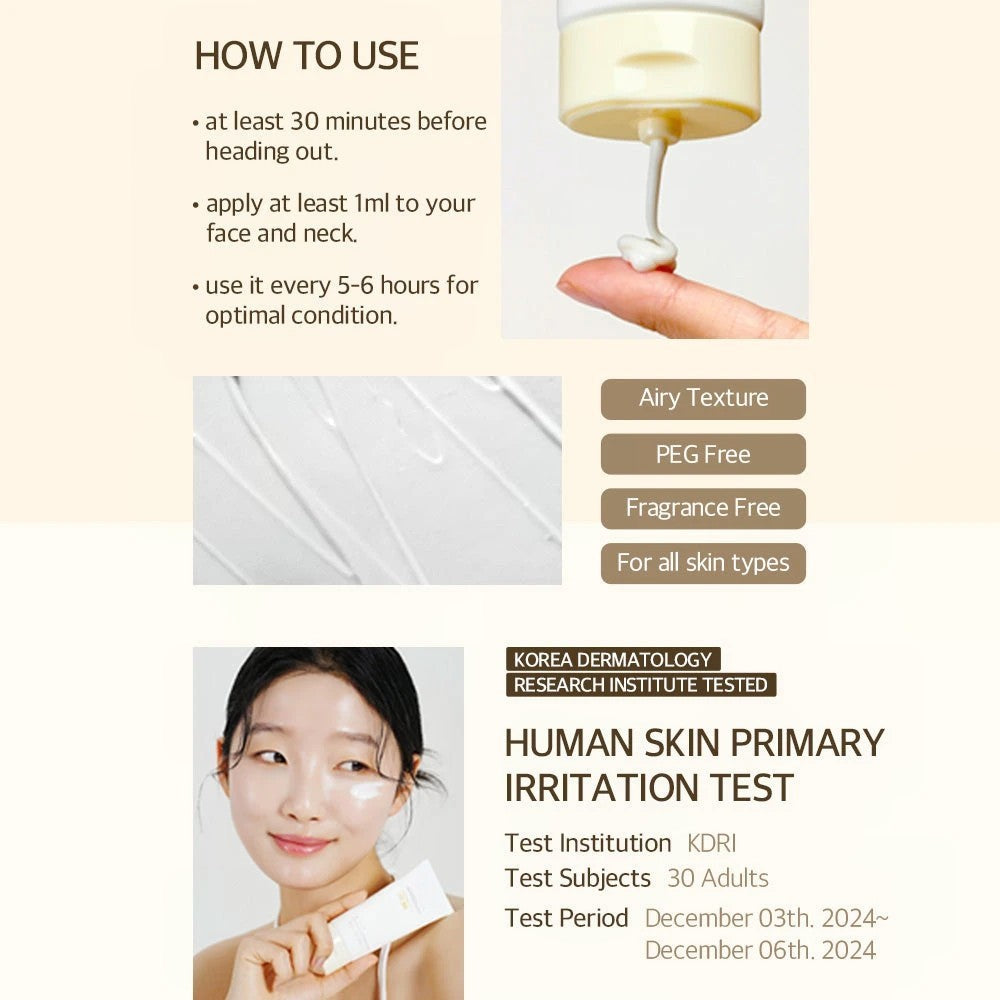 Meesue Bean Sunscreen Broad Spectrum SPF 50 with Soybean Extract for Sensitive Skin