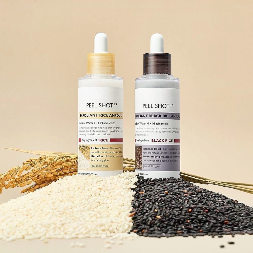 Meesue Peel Shot Korean Skincare Set with Niacinamide & Rice Toner for Dull Skin