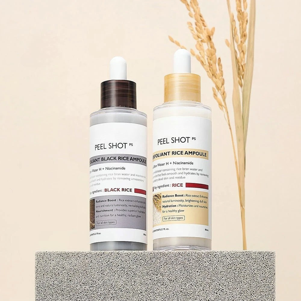 Meesue Peel Shot Korean Skincare Set with Niacinamide & Rice Toner for Dull Skin