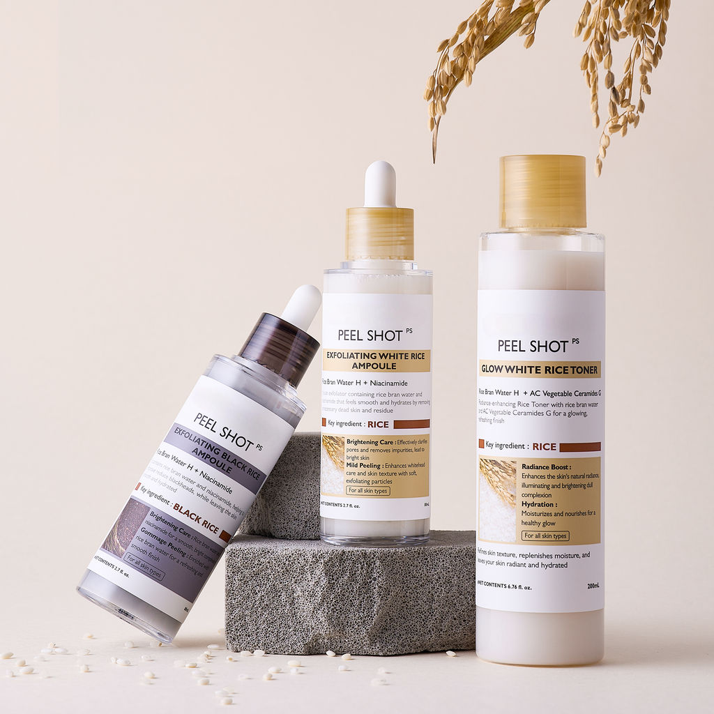 Meesue Peel Shot Korean Skincare Set with Niacinamide & Rice Toner for Dull Skin