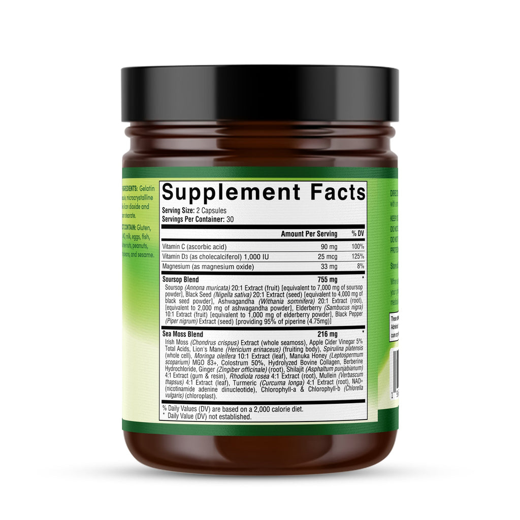 Meesue Soursop Wellness Supplement 24-in-1 — Sea Moss, Black Seed Oil & Turmeric