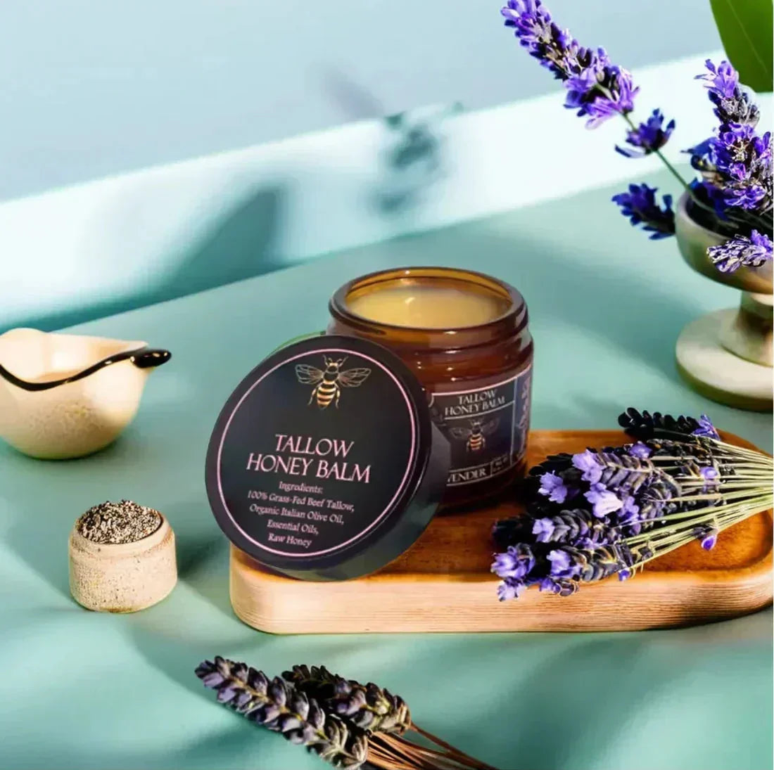 Meesue Tallow Honey Balm with Raw Honey & Olive Oil for Dry Skin