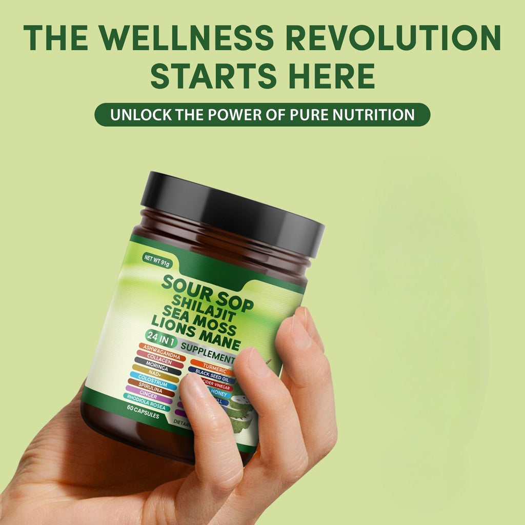 Meesue Soursop Wellness Supplement 24-in-1 — Sea Moss, Black Seed Oil & Turmeric
