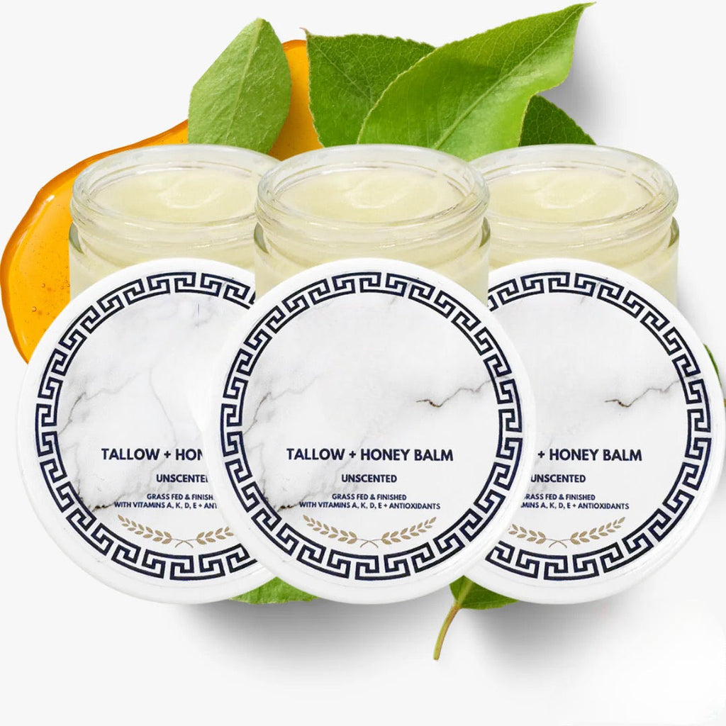 Meesue Grass-Fed Tallow Balm with Honey & Vitamins A, D, E, K for Dry and Sensitive Skin