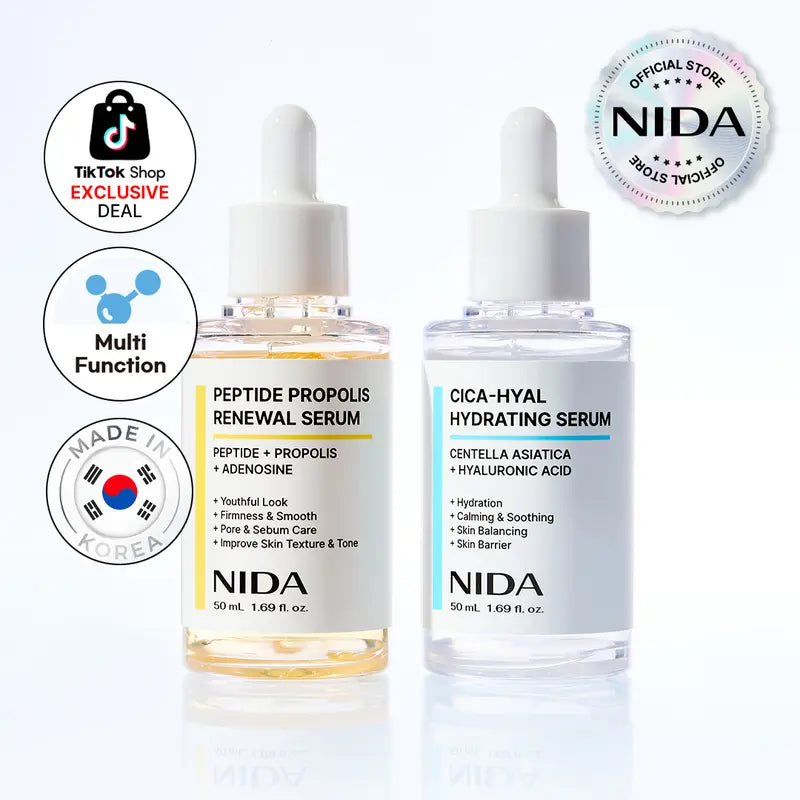Meesue NIDA Hydrating Serum Duo with Peptides & Hyaluronic Acid for Fine Lines