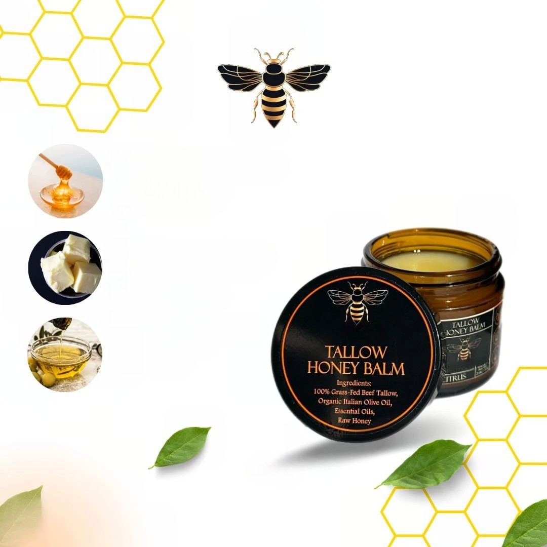 Meesue Tallow Honey Balm with Raw Honey & Olive Oil for Dry Skin