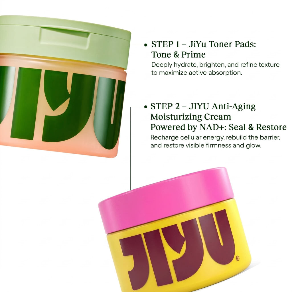Meesue JiYu Anti-Aging Glow-Up Bundle with Renewal Toner Pads and NAD+ Moisturizing Cream